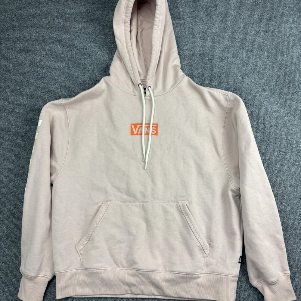 Vans Hoodie Mens Large Pink Versa Pullover Checkerboard Sleeve Box Logo